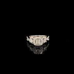 White Gold Cushion Three Stone Diamond Engagement Ring