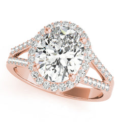 Oval Diamond Split-Shank Halo Engagement Ring | 0.38 Carat Total Weight