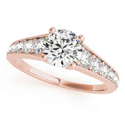 Round Diamond Cathedral Milgrain Engagement Ring | 0.38 Carat Total Weight