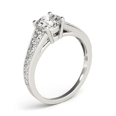 Round Diamond Cathedral Milgrain Engagement Ring | 0.38 Carat Total Weight