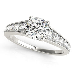 Round Diamond Cathedral Milgrain Engagement Ring | 0.38 Carat Total Weight