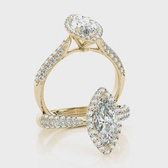 Marquise Diamond Halo Pavé Engagement Ring | 0.38 Carat Total Weight